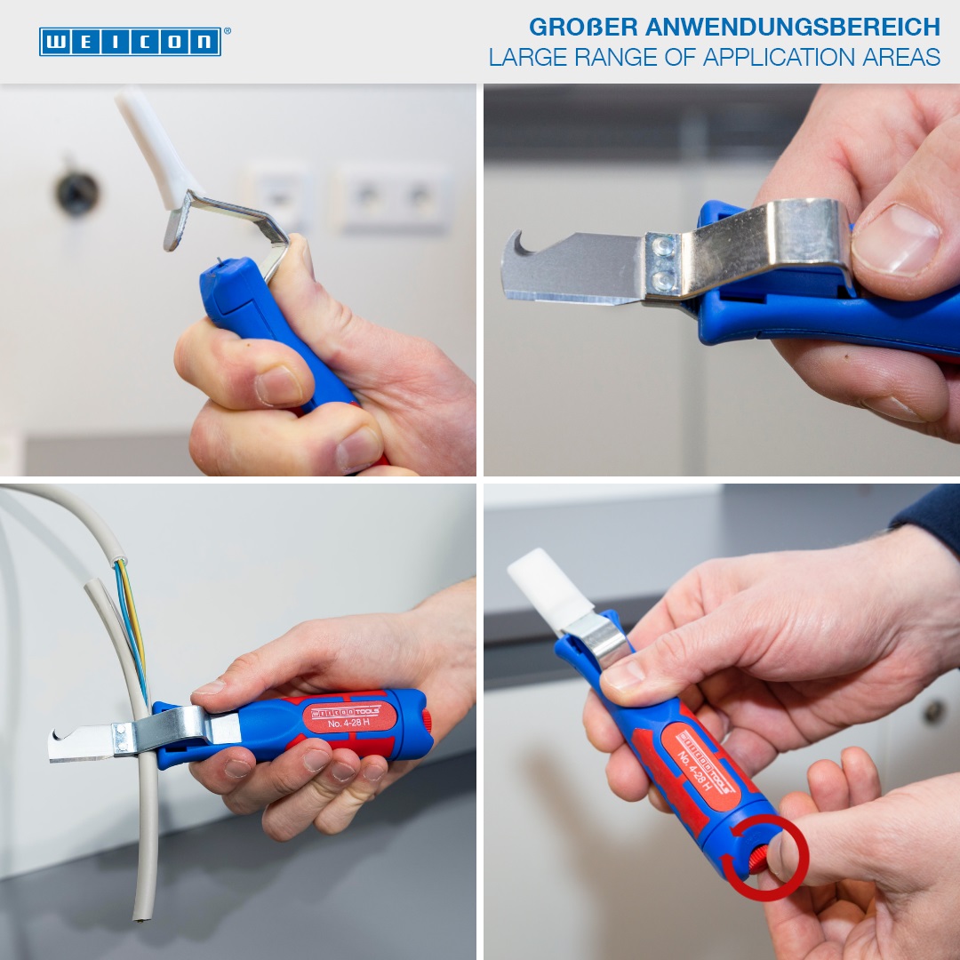 Kabelmesser No. 4 - 28 H | with 2C handle including hook blade and protective cap, working range 4 - 28 mm Ø